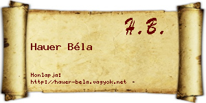 Hauer Béla névjegykártya